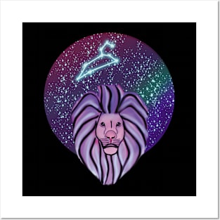 Leo Zodiac Sign Lion with Constellation Posters and Art